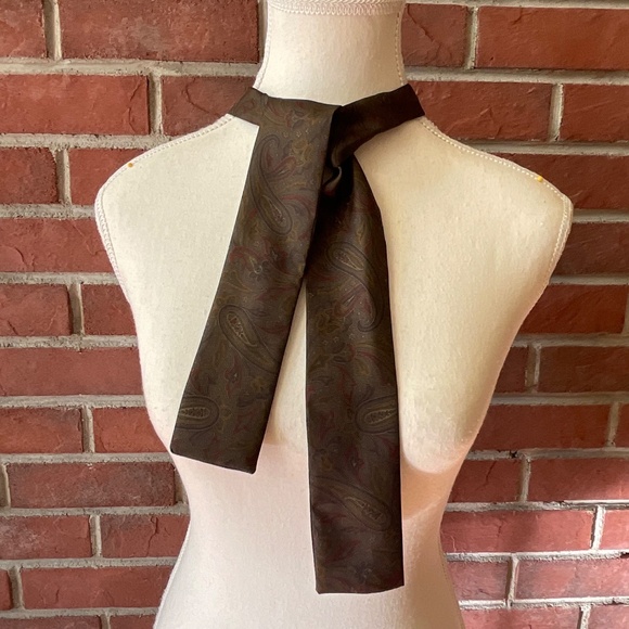 Roots Handmade Paisley Geometric Print  Silk Skinny Scarf Unisex Made in England - Picture 10 of 10